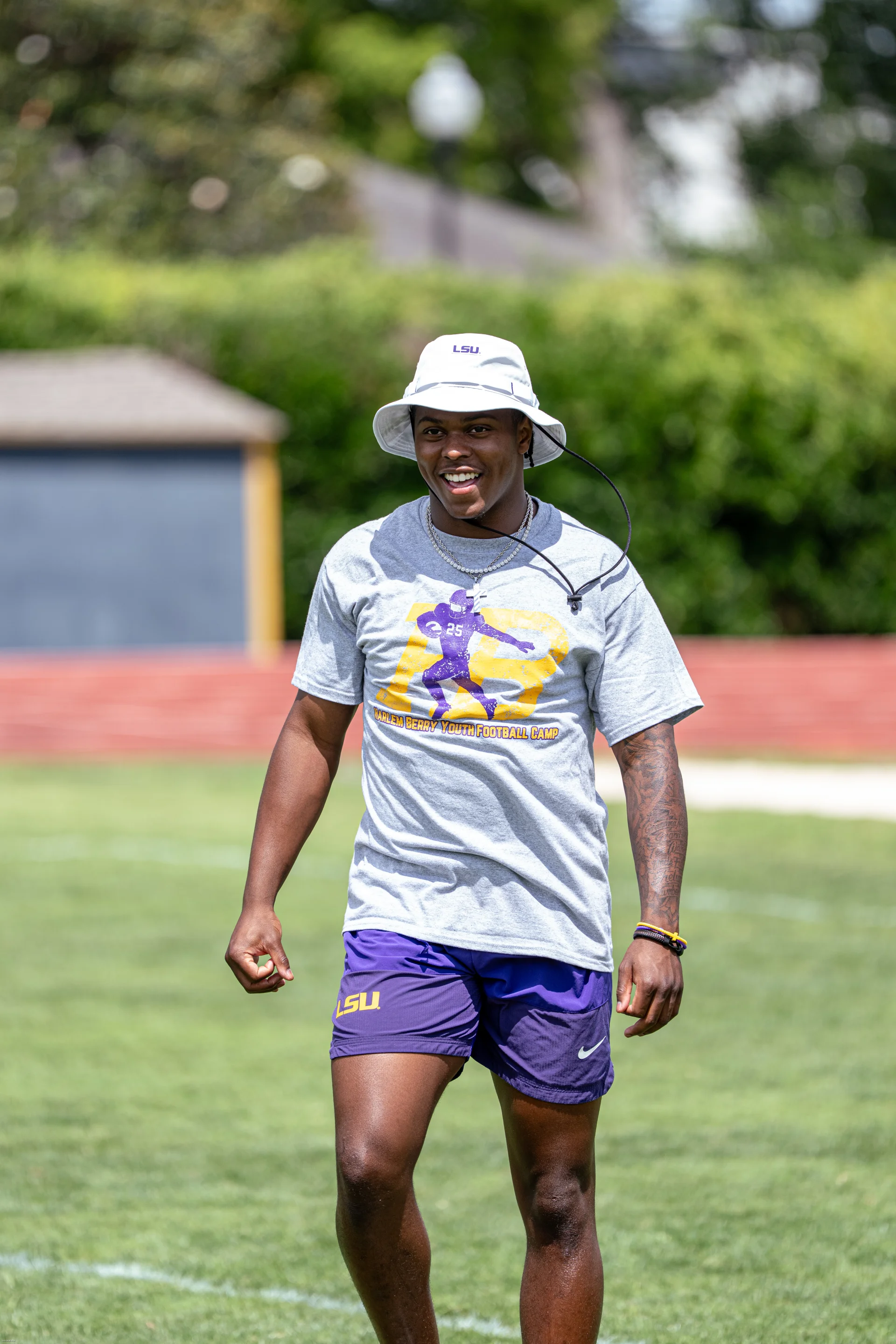 LSU Star and St. Martin's Alum Harlem Berry &rsquo;25 Inspires Young Athletes at St. Martin&rsquo;s Youth Football Camp